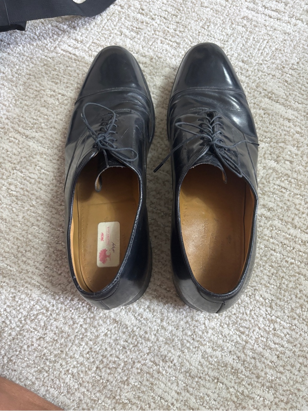 Johnston & Murphy Black Leather Cap Toe Oxford Dress Shoes - size 13